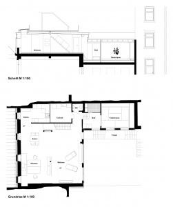 Loft Grundriss- und Aufrissplan